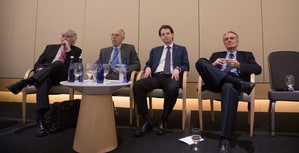 November 19, 2016 - Washington, DC, United States of America - Peter Brimelow, Kevin MacDonald, Jason Jorjani, and Jared Taylor answer reporters questions at a white nationalist National Policy Institute conference at the Ronald Reagan Building and International Trade Center in downtown Washington D.C. on Saturday, November 19, held in part to celebrate Donald Trump's presidential victory. The group's leader, Richard Spencer, coined the term Alternative-Right, or Alt-Right, to express an ideology based on white supremacy, xenophobia and racism. Several hundred protesters demonstrated outside.