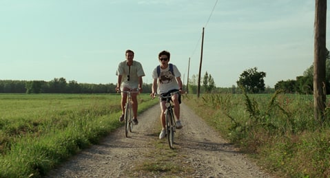Hammer, left, and Chalamet on the set of 'Call Me By Your Name.'