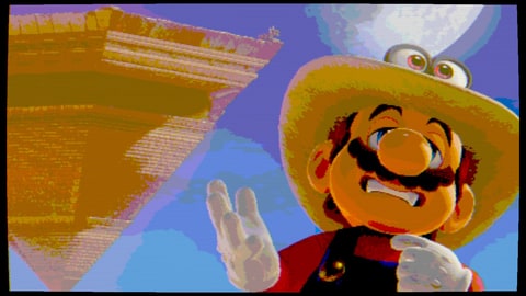 Mario as seen through the game's photo mode with a filter