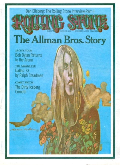 Gregg Allman on Cover Rolling Stone December 6, 1973.