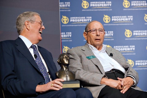 David Koch with Amway founder Rich DeVos, 2013.