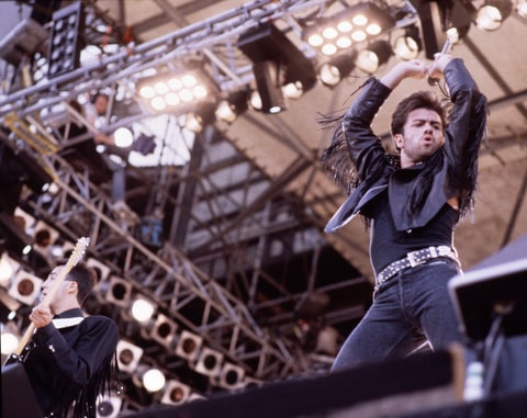 George Michael of Wham on stage Wembley stadium London 28 June 1986 at Wham the Final