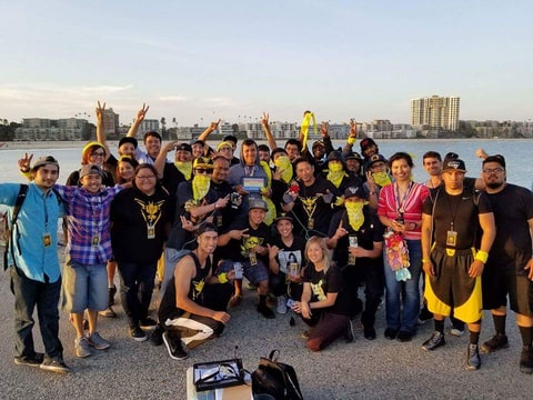 Team Instinct competes in a Pokemon tournament in Long Beach