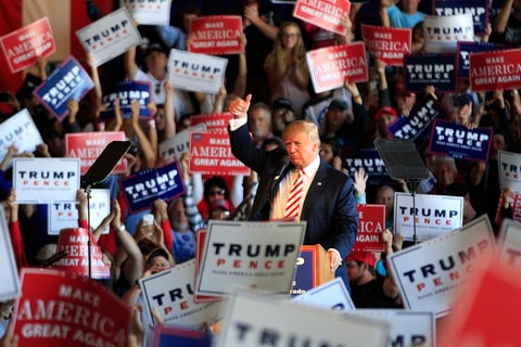 Republican presidential candidate Donald Trump speaks at a rally on October 18, 2016 in Grand Junction Colorado. Trump is on his way to Las Vegas for the third and final presidential debate against Democratic rival Hillary Clinton.