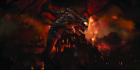 Concept art of Deathwing, the big bad boss from the Cataclysm expansion.