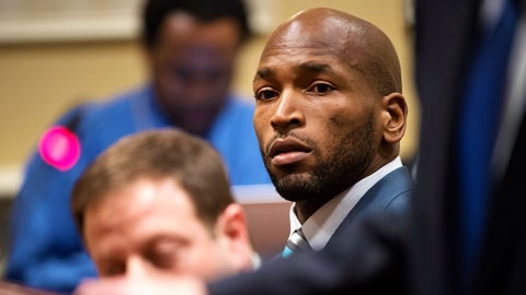 ANNAPOLIS, MD - MARCH 2: Former Baltimore Raven Eugene Monroe waits to testify in support of cannabis legislation at in Annapolis, MD on March 2, 2017. Since his retirement, Monroe advocates for medical cannabis research and policy reform. Maryland is considering a variety of measures relating to marijuana -- including overhauling or expanding its medical program and legalizing recreational marijuana (Photo by Linda Davidson/The Washington Post via Getty Images)