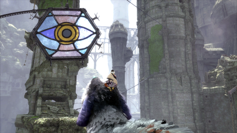Trico is inordinately afraid of these stained glass eyes.