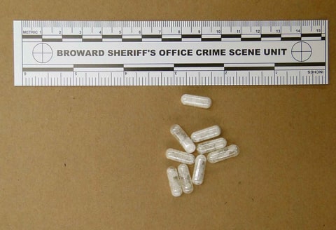 This Feb. 12, 2015 photo made available by the Broward Sheriff's Office, Fla., shows confiscated vials of flakka. This emerging drug can alter brain chemistry in such a way that users can't control their thoughts and it can increase adrenalin.