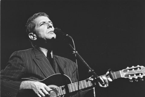 Canadian singer and musician Leonard Cohen performs at the Muziektheater in Amsterdam, Netherlands on 18th April 1988