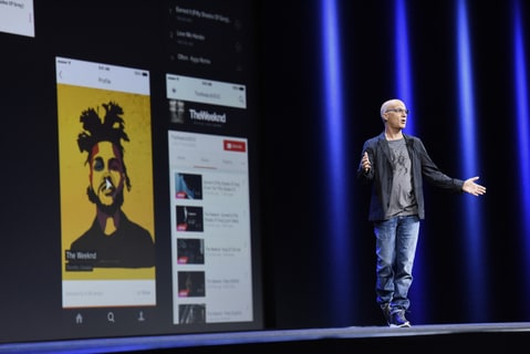 Jimmy Iovine, co-founder of Beats Electronics, speaks during the Apple World Wide Developers Conference (WWDC) in San Francisco, California, U.S., on Monday, June 8, 2015. Apple Inc. kicked off its annual developers conference in San Francisco, where the company will unveil a revamped streaming-music service, improvements to its mobile software and tools to speed up smartwatch applications.