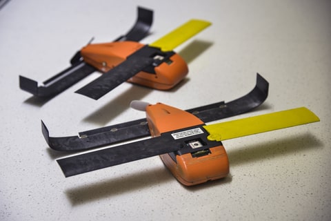 The Micro UAV - Unmanned Aerial Vehicle - called Perdix is displayed at the Defense Advanced Research Projects Agency building on Friday, March 4, 2016, in Arlington, VA. The drones, usually deployed in swarms, are used as part of a Pentagon program called Skyborg that focuses heavily on innovating with existing equipment and weapons.