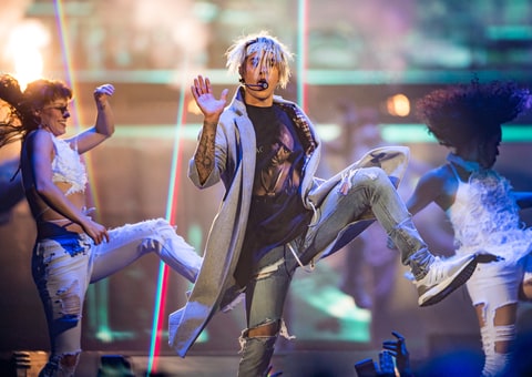 Justin Bieber performs during the 2016 Purpose World Tour at Staples Center on March 20, 2016 in Los Angeles, California.