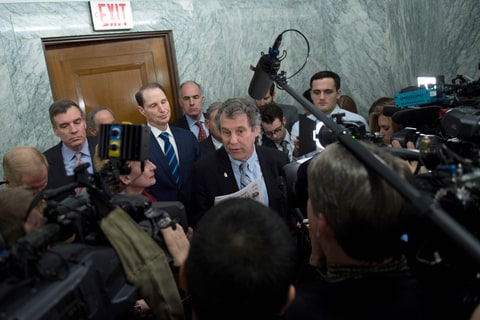 Sen. Sherrod Brown of Ohio has not given up on the possibility of working with Trump, but says the protests
