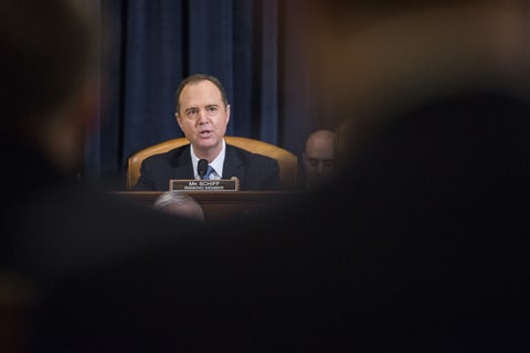 House Permanent Select Committee on Intelligence Ranking Member Adam Schiff (D-CA) speaks at the start of a House Permanent Select Committee on Intelligence hearing concerning Russian meddling in the 2016 United States election, on Capitol Hill, March 20, 2017 in Washington, DC.