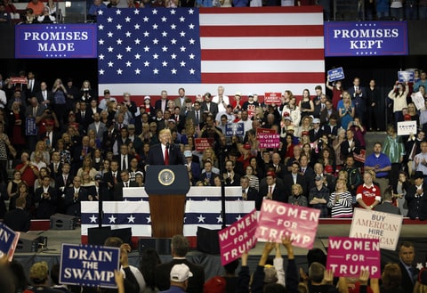 U.S. President Donald Trump speaks during a rally in Freedom Hall at the Kentucky Exposition Center March 20, 2017 in Louisville, Kentucky.