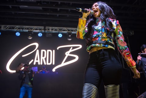 Cardi B performs at Echostage in Washington, D.C. Her debut single 'Bodack Yellow' reached #1 on the Billboard Hot 100 chart.