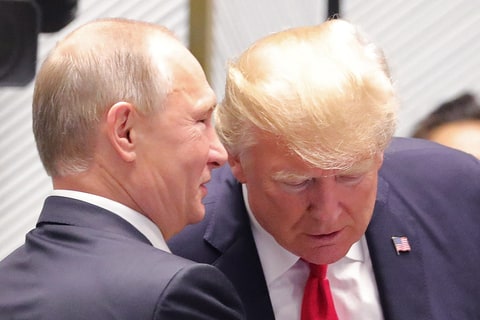 NOVEMBER 11, 2017: Russia's president Vladimir Putin (L) and US president Donald Trump during a meeting of world leaders on the closing day of the 25th APEC Summit