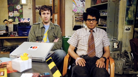 Roy and Moss from Linehan's comedy show and celebration of nerds 'The IT Crowd'