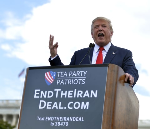 U.S. Republican presidential candidate Donald Trump speaks during