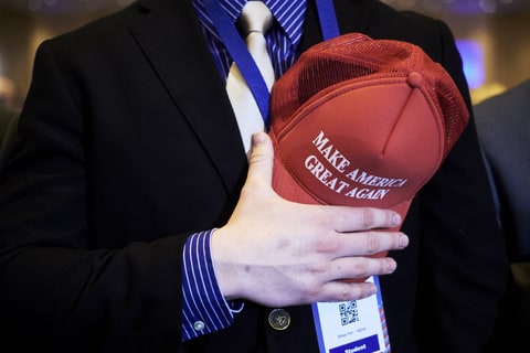 Attendees recite the Pledge of Allegiance during the Conservative Political Action Conference in National Harbor, Md., on February 24, 2017.