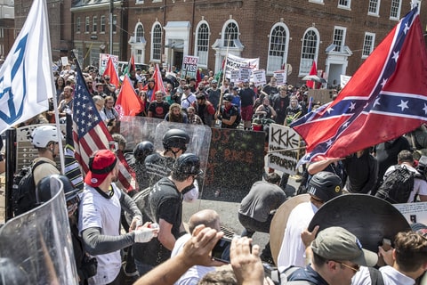 White nationalists face off against counter protesters in Charlottesville, Virginia, last weekend.