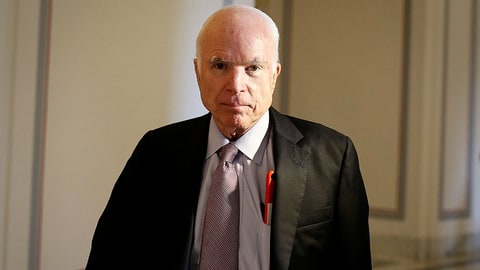 WASHINGTON, DC - SEPTEMBER 5: Sen. John McCain, R-Ariz., walks outside of his office in the Russell Senate Office Building on September 5, 2017 in Washington, D.C. (Photo by Oliver Contreras/For The Washington Post via Getty Images)