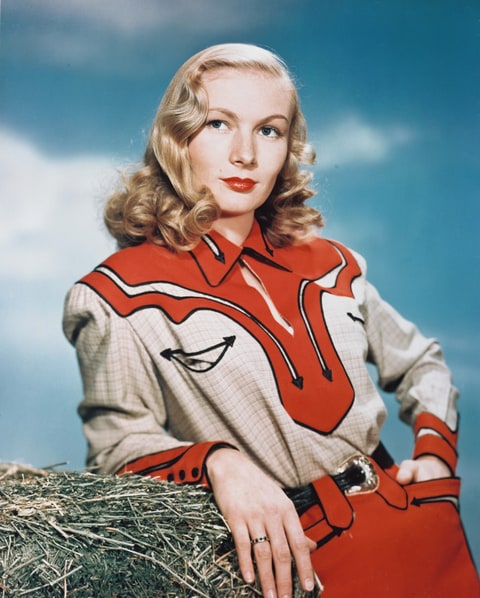 American actress Veronica Lake (1922 - 1973) in western attire, circa 1950. (Photo by Silver Screen Collection/Getty Images)