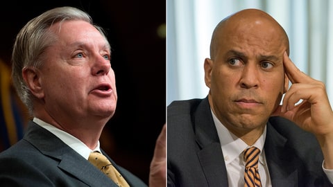 US Senators Lindsey Graham, R-South Carolina and Cory Booker, D-New Jersey.