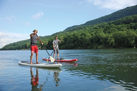 Standup paddleboarding on the Tennessee River's 50-mile-long Blueway.