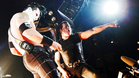 NEW YORK - MARCH 1: Glenn Danzig (R) and Doyle von Frankenstein of punk band The Misfits perform onstage at Spirit March 1, 2005 in New York City. (Photo by Scott Gries/Getty Images)