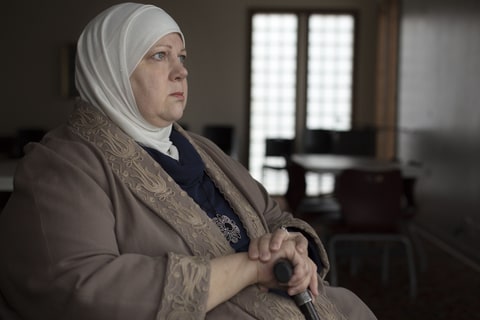 Miriam Amer sits for a portrait after Friday prayers at the Islamic Center of Cedar Rapids in Cedar Rapids, Iowa on Friday, January 20, 2017.