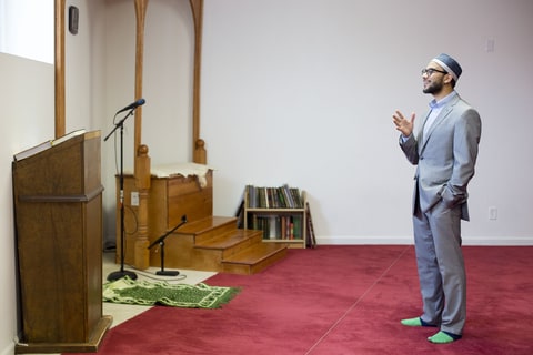 Imam Hassan Selim stands for a portrait after Friday prayers at the Islamic Center of Cedar Rapids in Cedar Rapids, Iowa on Friday, January 20, 2017.