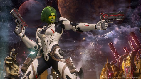 Gamora sports a look straight out of Guardians of the Galaxy comics from 2013-2015.