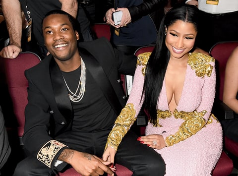 Recording artists Meek Mill and Nicki Minaj attend the 2015 American Music Awards at Microsoft Theater on November 22, 2015 in Los Angeles, California.