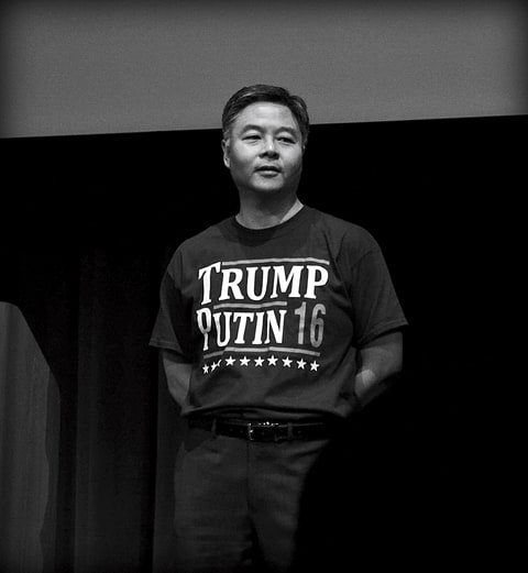 Representative Ted Lieu holds a town hall at Santa Monica High School on April 20, 2017 in Los Angeles, California. (