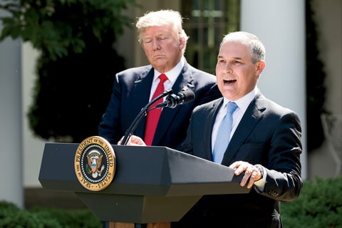In the White House Rose Garden after Trump pulled out of the Paris climate accord, Pruitt said,