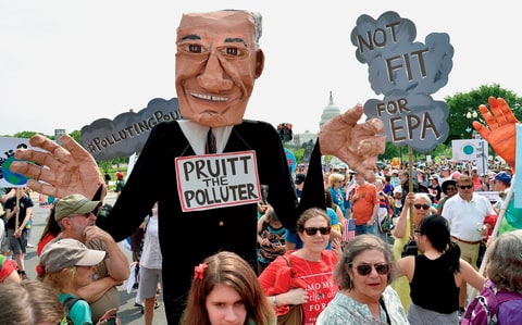 Anti-Pruitt protesters at the People's Climate March.