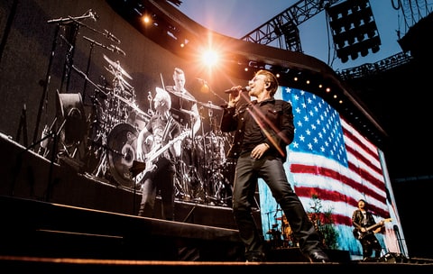 Bono, U2 performing on the 'Joshua Tree Tour