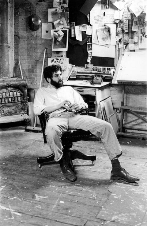 Robert Grossman at his studio on Crosby Street in New York City, 1968.