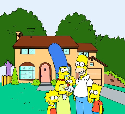 The Simpsons pose for a family portrait.