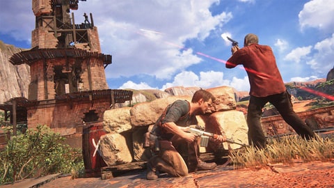 Nathan Drake taking cover Uncharted 4
