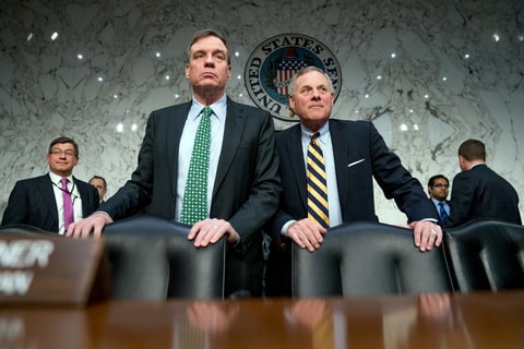 Senate Intelligence Chairman Richard Burr (right) with Warner (left)
