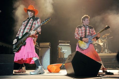 Tommy Stinson, left, and Paul Westerberg of the Replacements performs during Riot Fest at May Farms on Saturday, September 21, 2013 in Byers, Colorado.