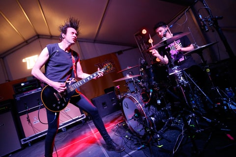 Brian King and David Prowse of Japandroids perform onstage at Twix (Collide) during SXSW at Lustre Pearl on March 14, 2018 in Austin, Texas.