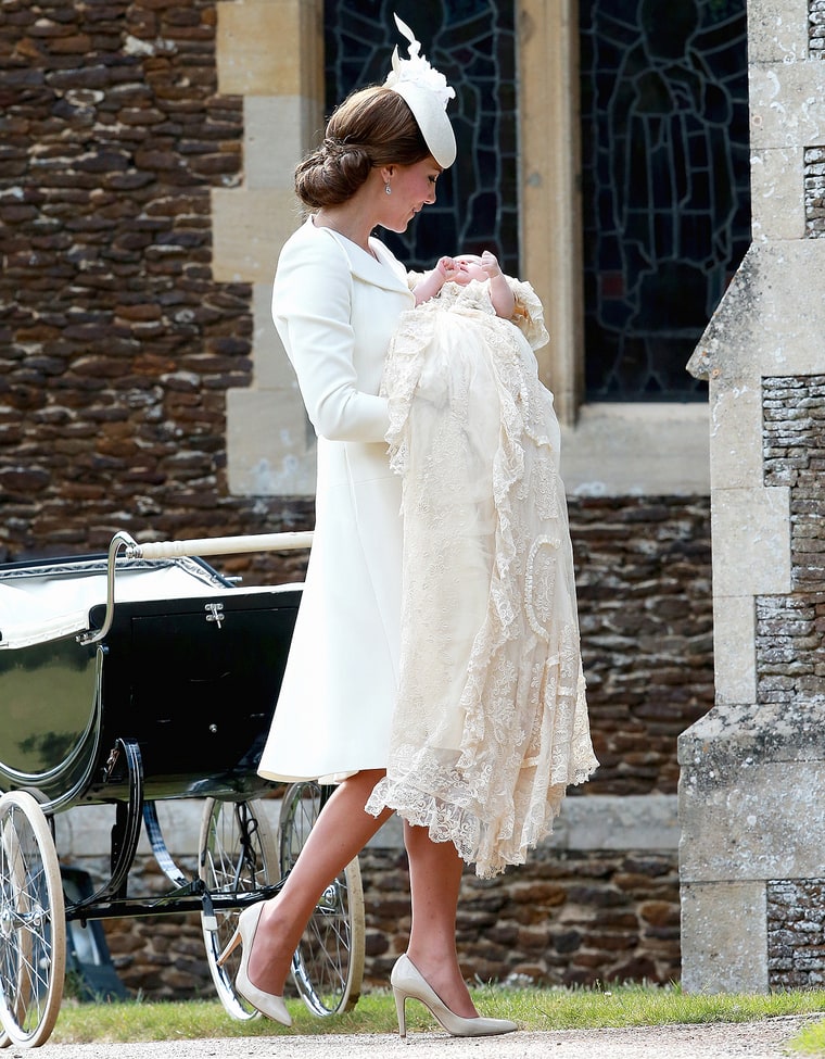 Princess Charlotte Arrives at Christening Wearing Historic Royal Gown