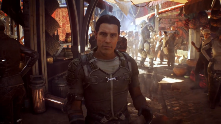 This is Praxley – he's a quest-giver that's clearly in trouble and needs help from a Freelancer (that's you)