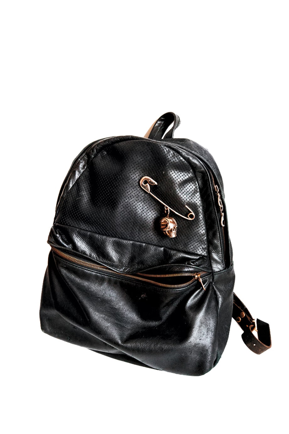 Perforated Leather Backpack With Givenchy Skull Pin