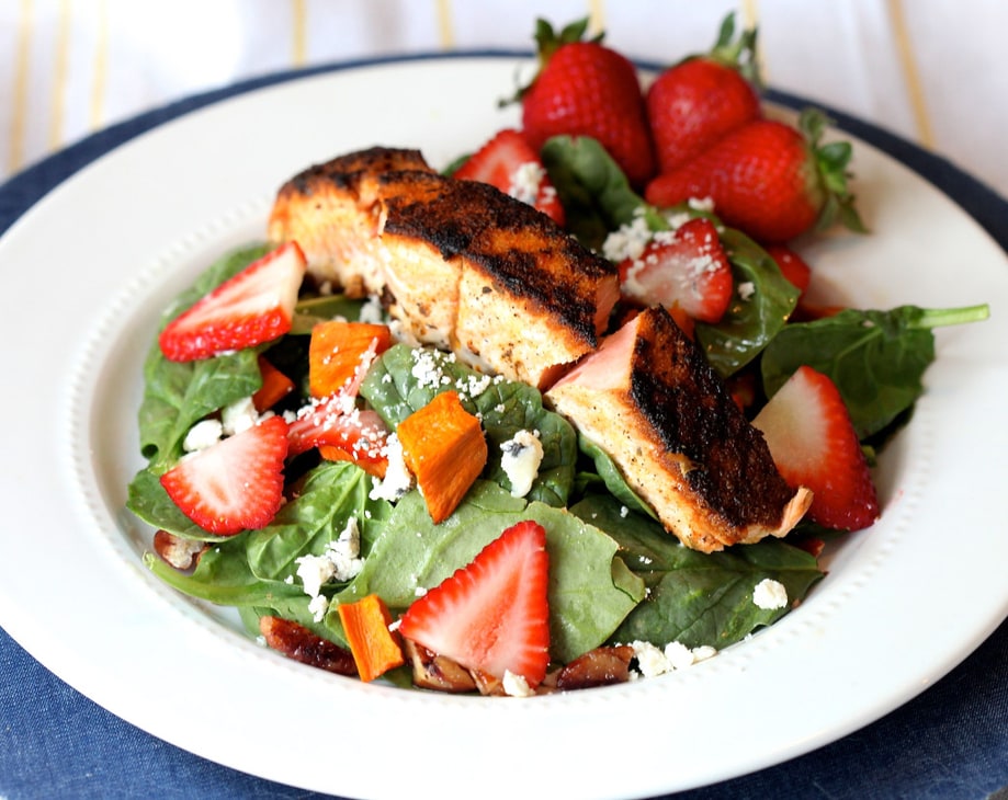 Blackened Salmon and Strawberry Salad