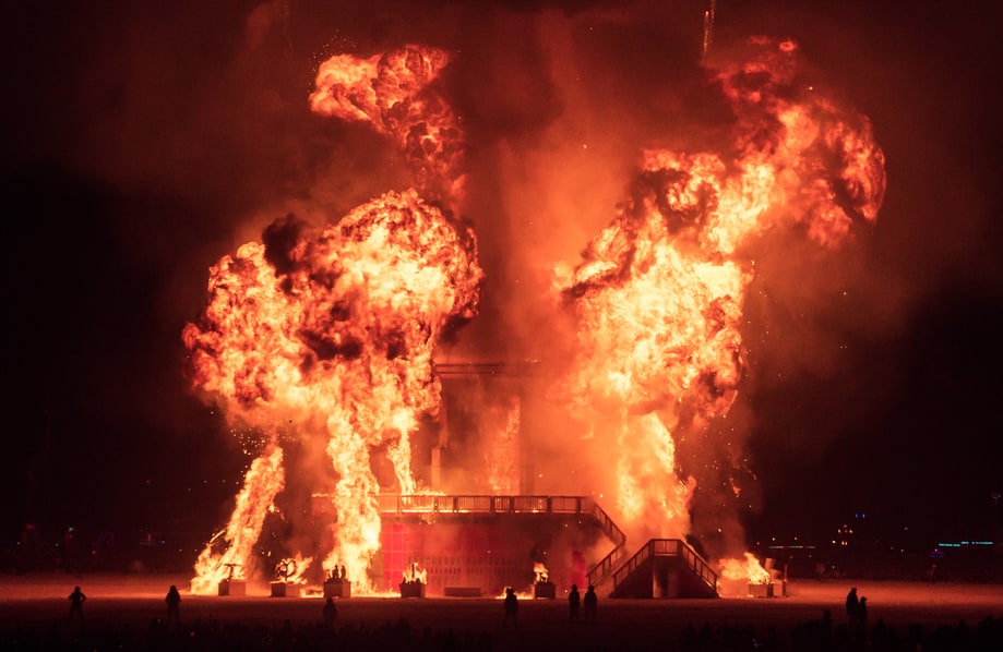 The Man Explodes Into Flames