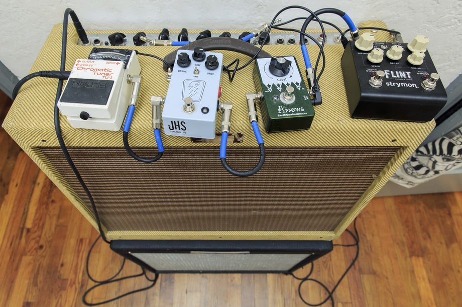 His pedal setup.